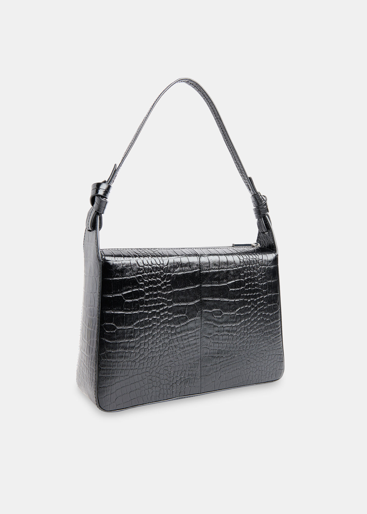 Black crocodile shoulder bag hot sale
